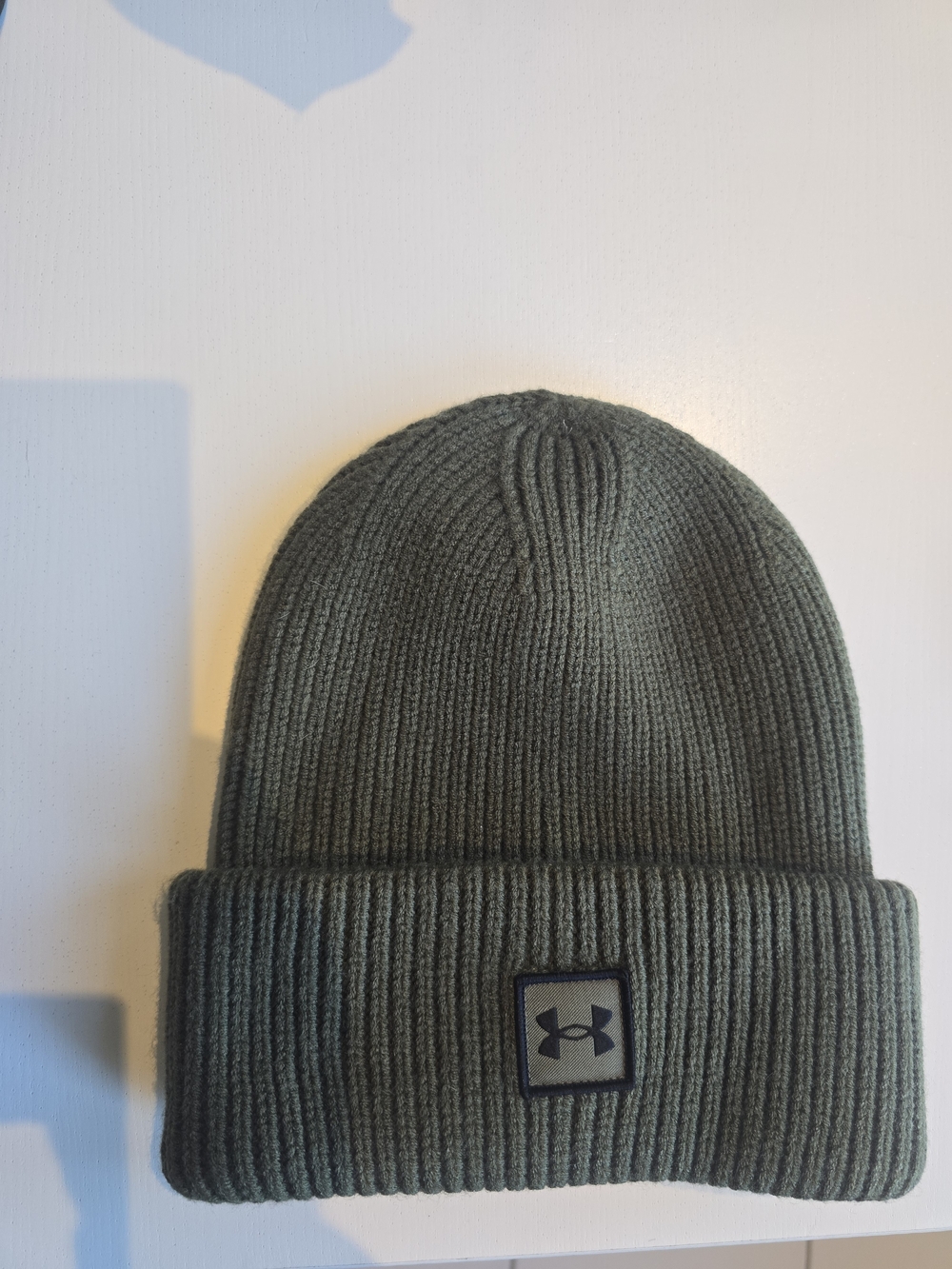 Under Armour Olive Green Ribbed Cuff Beanie. Never warn.